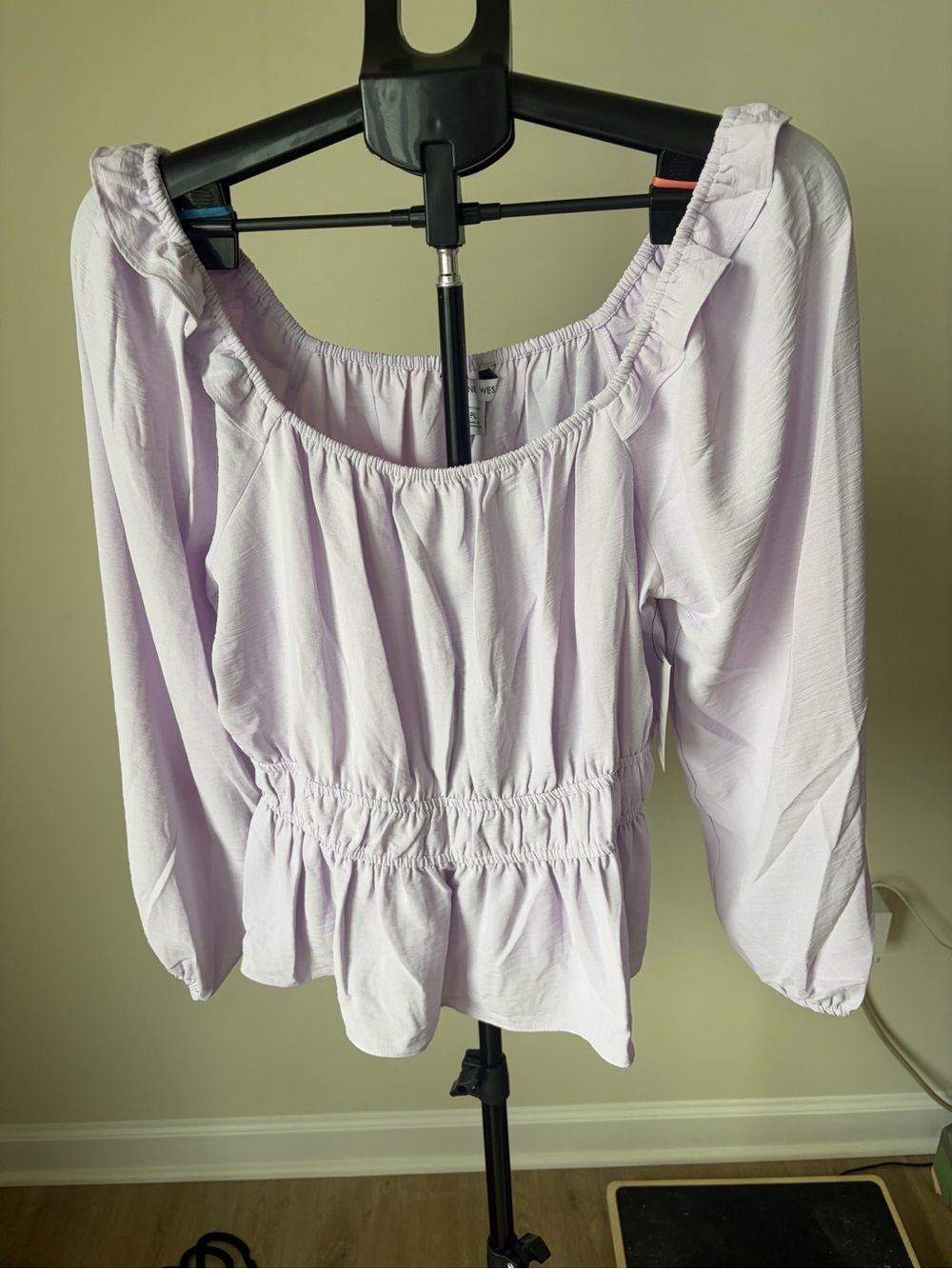 NWT Nine West Lavender Peplum Blouse Petite Large